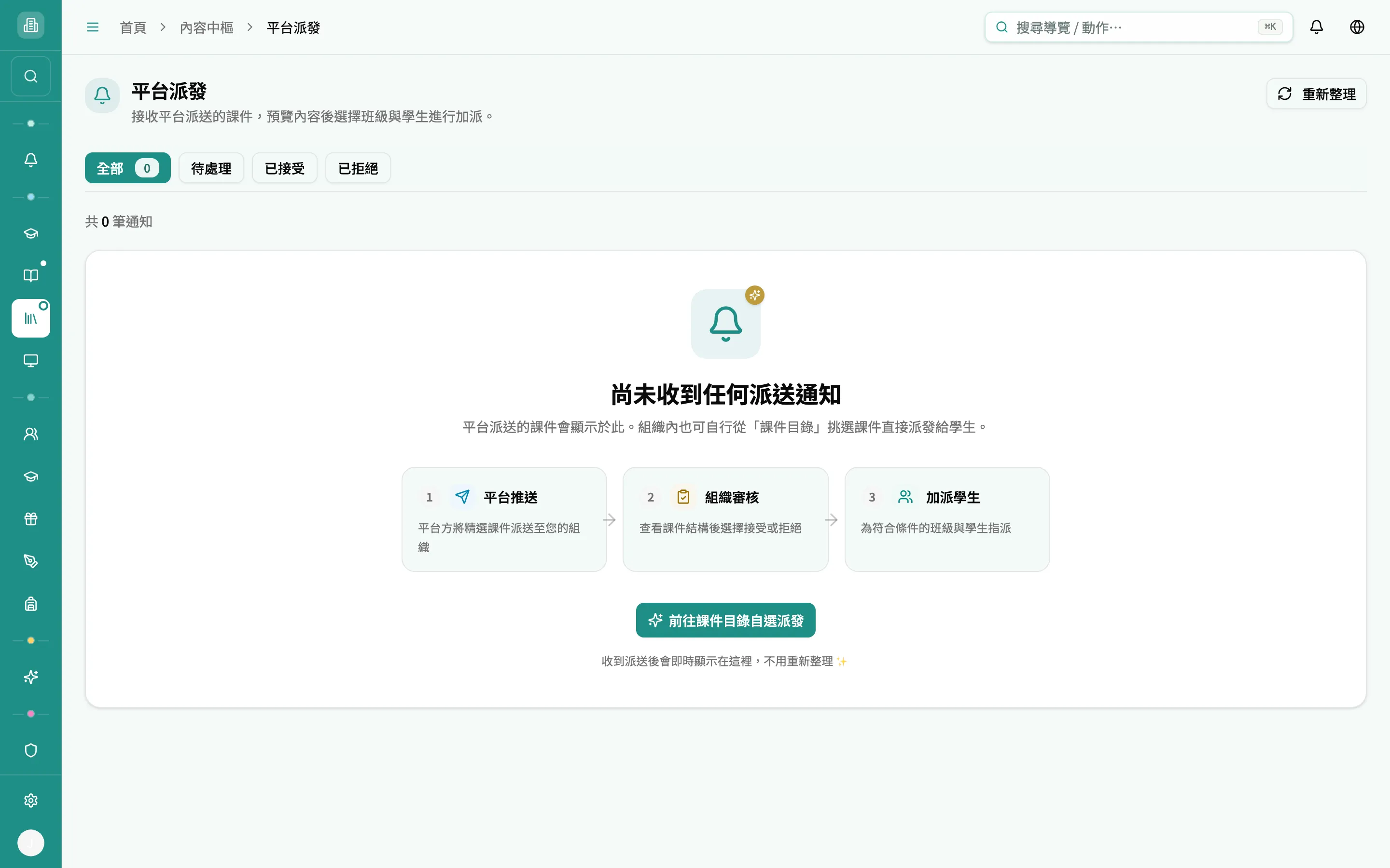 平台派發收件匣（空狀態）